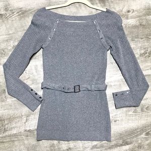 WHBM Gray Belted Top